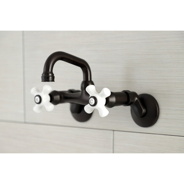 Kingston KS612ORB Two-Handle 2-Hole Wall Mount Bar Faucet, Oil Rubbed Bronze