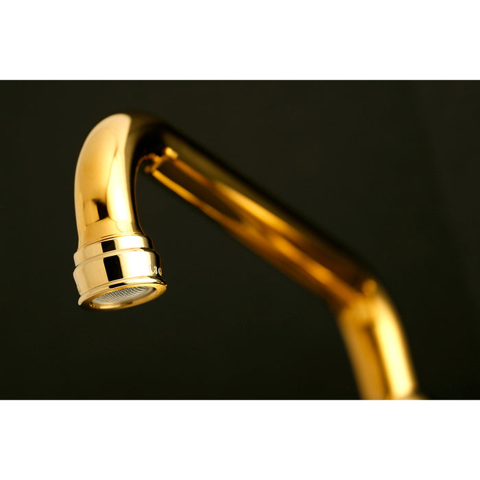 Kingston KS613PB Two-Handle 2-Hole Wall Mount Kitchen Faucet, Polished Brass