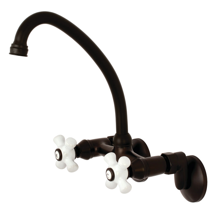 Kingston KS614ORB Two-Handle 2-Hole Wall Mount Kitchen Faucet, Oil Rubbed Bronze