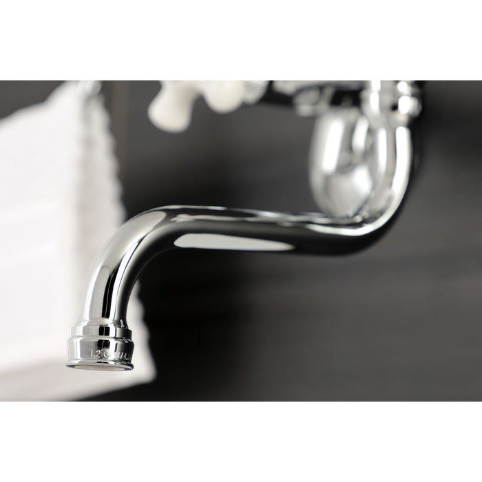 Kingston KS616C Two-Handle 2-Hole Wall Mount Bathroom Faucet, Polished Chrome