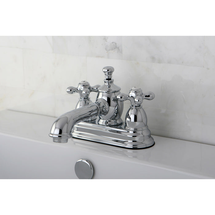 English Country KS7001AX Two-Handle 3-Hole Deck Mount 4" Centerset Bathroom Faucet with Brass Pop-Up, Polished Chrome