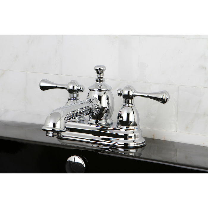 Vintage KS7001BL Two-Handle 3-Hole Deck Mount 4" Centerset Bathroom Faucet with Brass Pop-Up, Polished Chrome