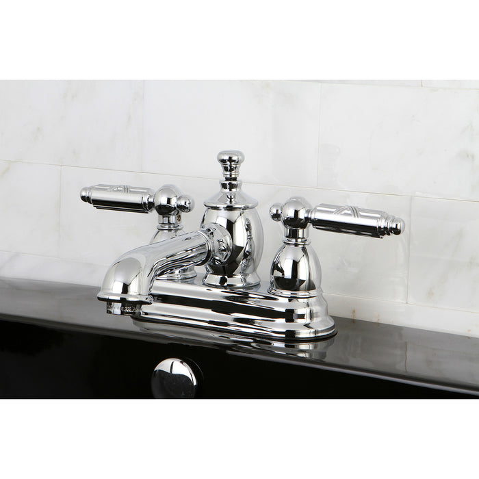 Georgian KS7001GL Two-Handle 3-Hole Deck Mount 4" Centerset Bathroom Faucet with Brass Pop-Up, Polished Chrome