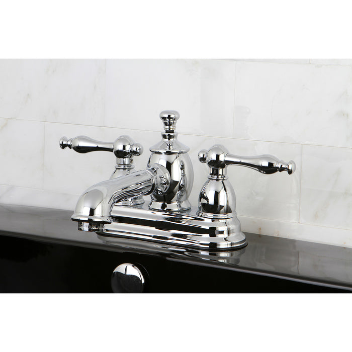 Naples KS7001NL Two-Handle 3-Hole Deck Mount 4" Centerset Bathroom Faucet with Brass Pop-Up, Polished Chrome
