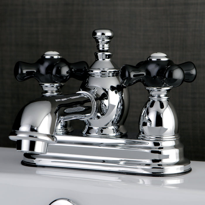 Duchess KS7001PKX Two-Handle 3-Hole Deck Mount 4" Centerset Bathroom Faucet with Brass Pop-Up, Polished Chrome