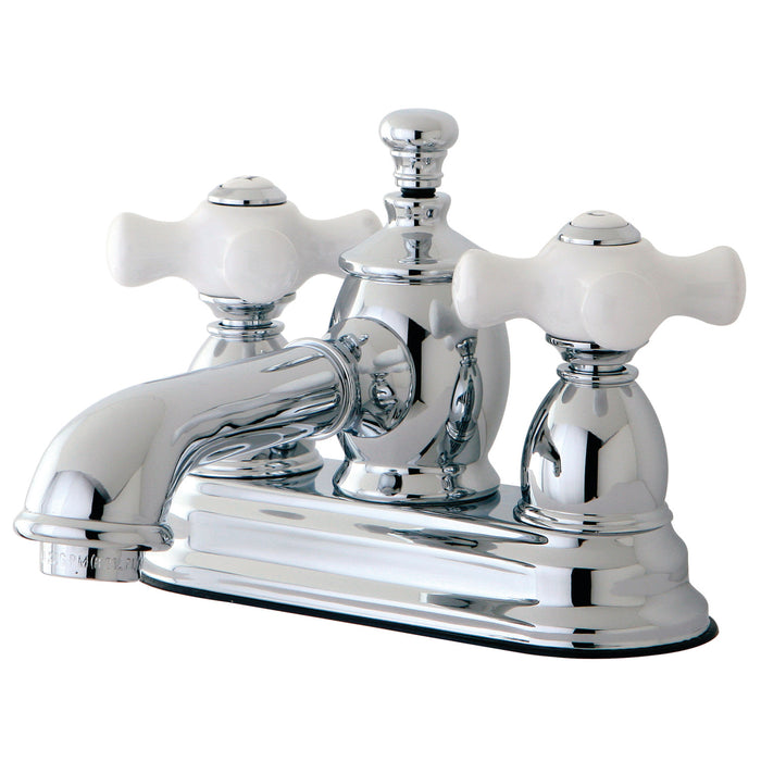 Kingston Tulare KS7001PX - English Country Double-Handle 3-Hole Deck Mount 4-Inch Centerset Bathroom Faucet with Brass Pop-Up, Polished Chrome