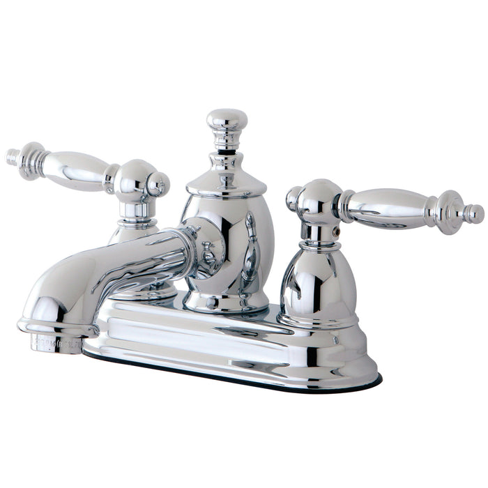 Templeton KS7001TL Two-Handle 3-Hole Deck Mount 4" Centerset Bathroom Faucet with Brass Pop-Up, Polished Chrome