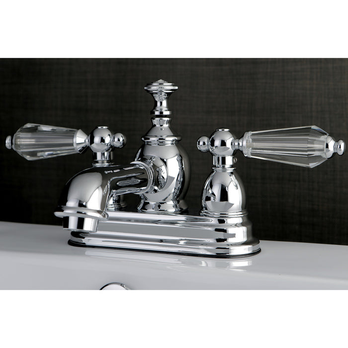 Wilshire KS7001WLL Two-Handle 3-Hole Deck Mount 4" Centerset Bathroom Faucet with Brass Pop-Up, Polished Chrome