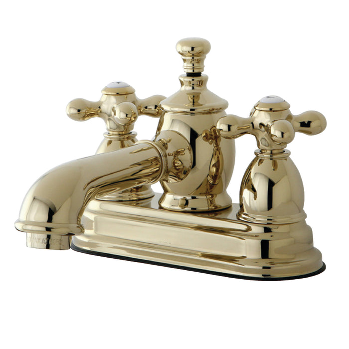 English Country KS7002AX Two-Handle 3-Hole Deck Mount 4" Centerset Bathroom Faucet with Brass Pop-Up, Polished Brass