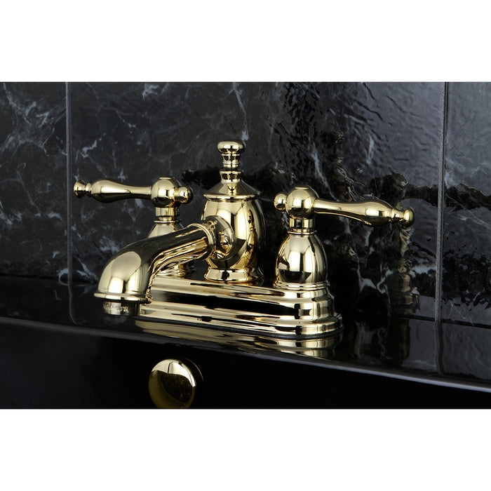 Naples KS7002NL Two-Handle 3-Hole Deck Mount 4" Centerset Bathroom Faucet with Brass Pop-Up, Polished Brass