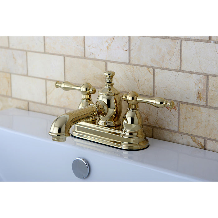 Naples KS7002NL Two-Handle 3-Hole Deck Mount 4" Centerset Bathroom Faucet with Brass Pop-Up, Polished Brass
