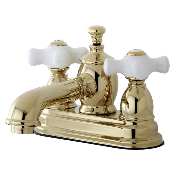 Kingston Tulare KS7002PX - English Country Double-Handle 3-Hole Deck Mount 4-Inch Centerset Bathroom Faucet with Brass Pop-Up, Polished Brass