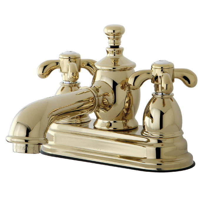 French Country KS7002TX Two-Handle 3-Hole Deck Mount 4" Centerset Bathroom Faucet with Brass Pop-Up, Polished Brass