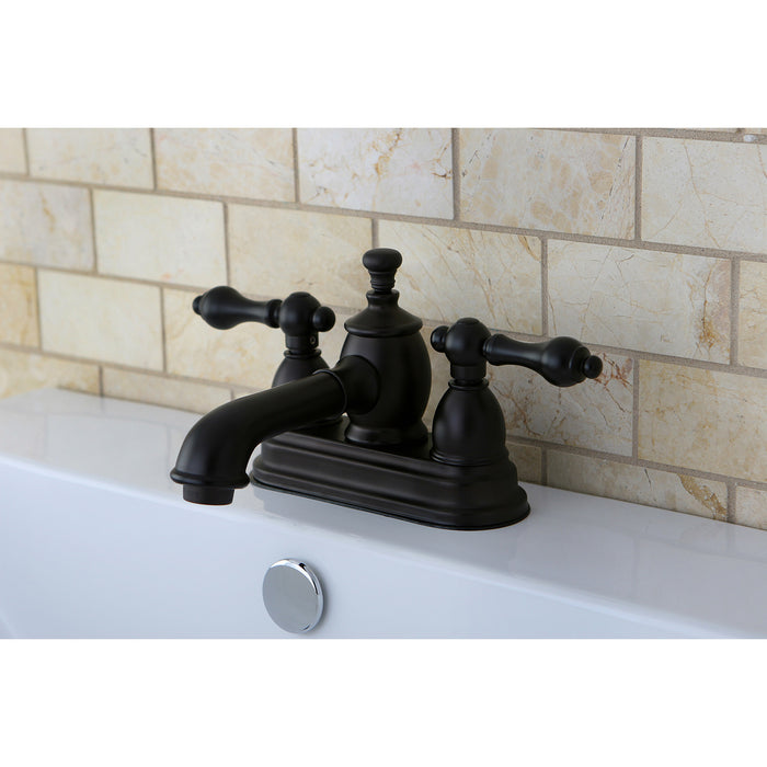 English Country KS7005AL Two-Handle 3-Hole Deck Mount 4" Centerset Bathroom Faucet with Brass Pop-Up, Oil Rubbed Bronze