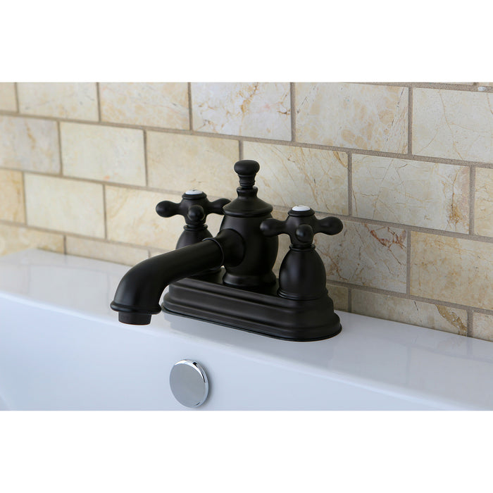 English Country KS7005AX Two-Handle 3-Hole Deck Mount 4" Centerset Bathroom Faucet with Brass Pop-Up, Oil Rubbed Bronze