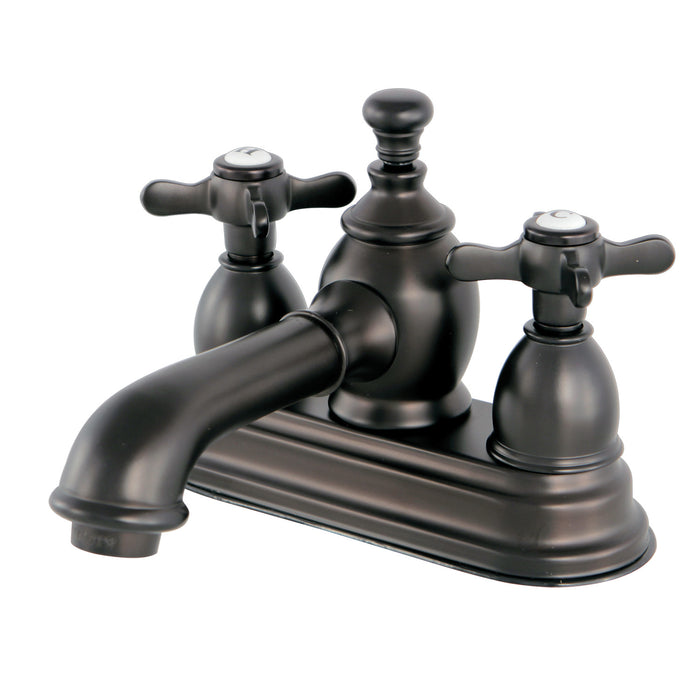 Kingston Tulare KS7005BEX - Essex Double-Handle 3-Hole Deck Mount 4-Inch Centerset Bathroom Faucet with Brass Pop-Up, Oil Rubbed Bronze