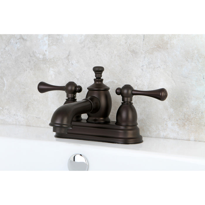 Vintage KS7005BL Two-Handle 3-Hole Deck Mount 4" Centerset Bathroom Faucet with Brass Pop-Up, Oil Rubbed Bronze