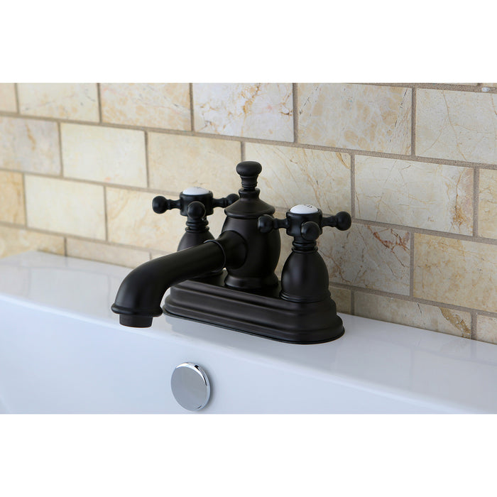 Kingston Tulare KS7005BX - English Country Double-Handle 3-Hole Deck Mount 4-Inch Centerset Bathroom Faucet with Brass Pop-Up, Oil Rubbed Bronze