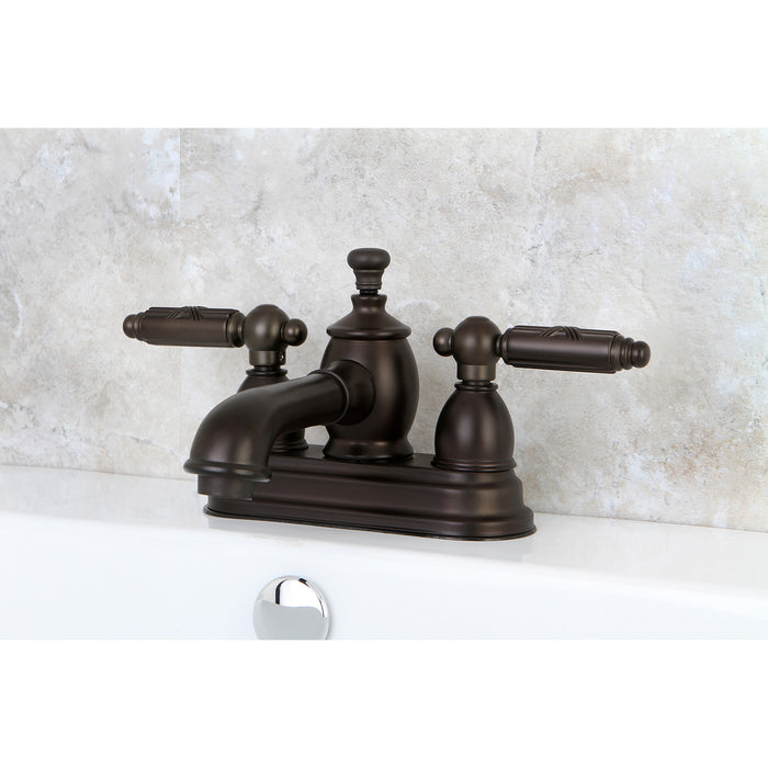 Georgian KS7005GL Two-Handle 3-Hole Deck Mount 4" Centerset Bathroom Faucet with Brass Pop-Up, Oil Rubbed Bronze