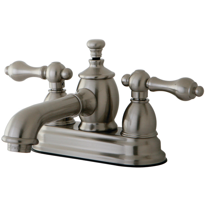 English Country KS7008AL Two-Handle 3-Hole Deck Mount 4" Centerset Bathroom Faucet with Brass Pop-Up, Brushed Nickel
