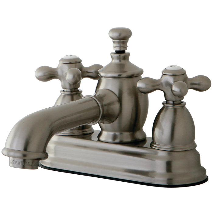 English Country KS7008AX Two-Handle 3-Hole Deck Mount 4" Centerset Bathroom Faucet with Brass Pop-Up, Brushed Nickel