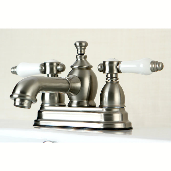 Bel-Air KS7008BPL Two-Handle 3-Hole Deck Mount 4" Centerset Bathroom Faucet with Brass Pop-Up, Brushed Nickel