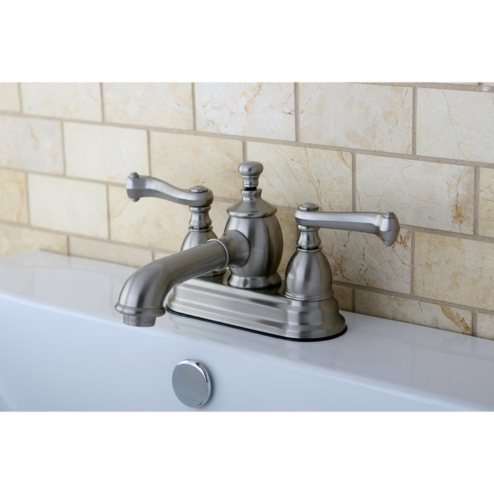 Royale KS7008FL Two-Handle 3-Hole Deck Mount 4" Centerset Bathroom Faucet with Brass Pop-Up, Brushed Nickel