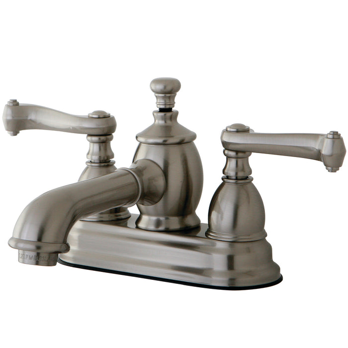 Royale KS7008FL Two-Handle 3-Hole Deck Mount 4" Centerset Bathroom Faucet with Brass Pop-Up, Brushed Nickel