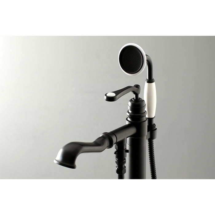 Kingston Tulare KS7010RL - Royale Single-Handle 1-Hole Freestanding Tub Faucet with Hand Shower, Matte Black