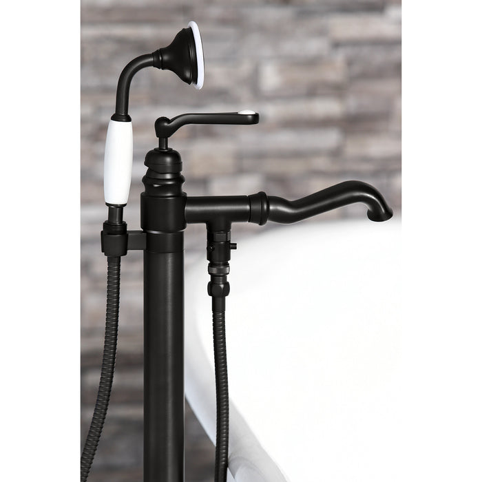 Kingston Tulare KS7010RL - Royale Single-Handle 1-Hole Freestanding Tub Faucet with Hand Shower, Matte Black