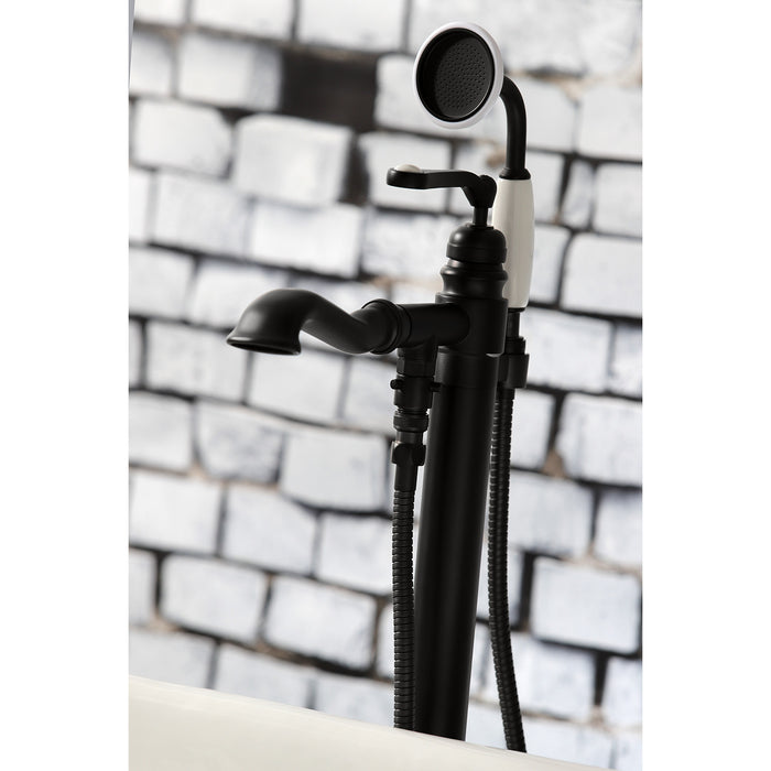 Kingston Tulare KS7010RL - Royale Single-Handle 1-Hole Freestanding Tub Faucet with Hand Shower, Matte Black