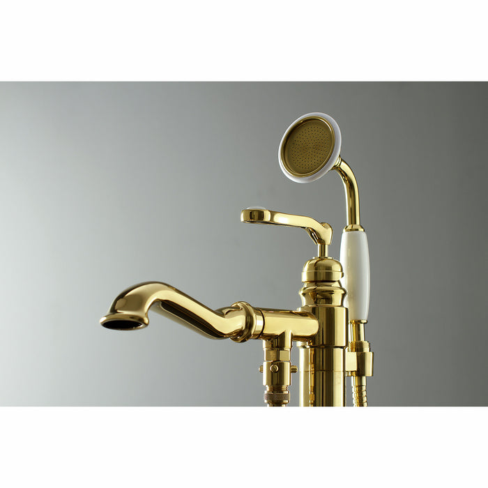 Kingston Tulare KS7012RL - Royale Single-Handle 1-Hole Freestanding Tub Faucet with Hand Shower, Polished Brass