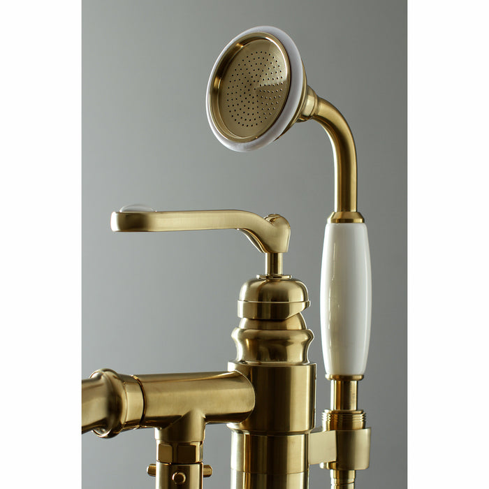 Royale KS7017RL Single-Handle 1-Hole Freestanding Tub Faucet with Hand Shower, Brushed Brass