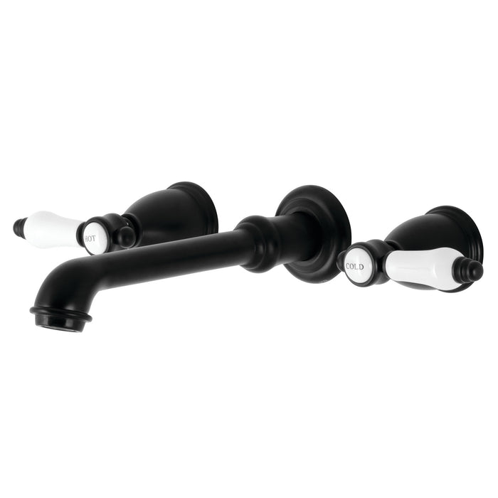 Kingston Tulare KS7020BPL - Bel-Air Two-Handle 3-Hole Wall Mount Roman Tub Faucet, Matte Black
