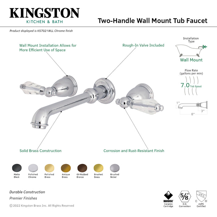 Wilshire KS7020WLL Two-Handle 3-Hole Wall Mount Roman Tub Faucet, Matte Black