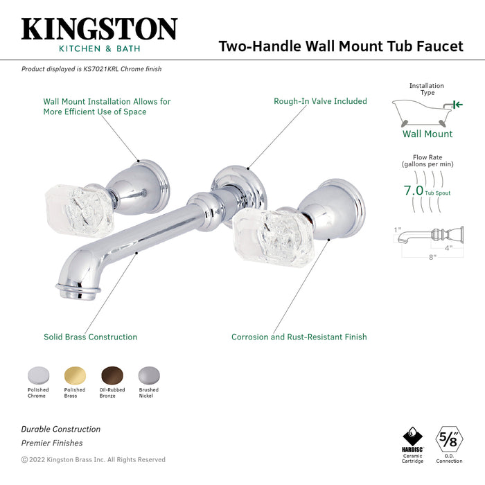 Krystal Onyx KS7021KRL Two-Handle 3-Hole Wall Mount Roman Tub Faucet, Polished Chrome