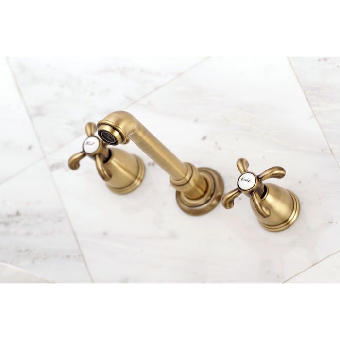 French Country KS7023TX Two-Handle 3-Hole Wall Mount Roman Tub Faucet, Antique Brass