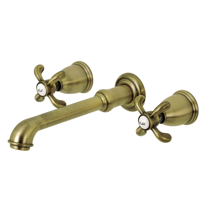 French Country KS7023TX Two-Handle 3-Hole Wall Mount Roman Tub Faucet, Antique Brass