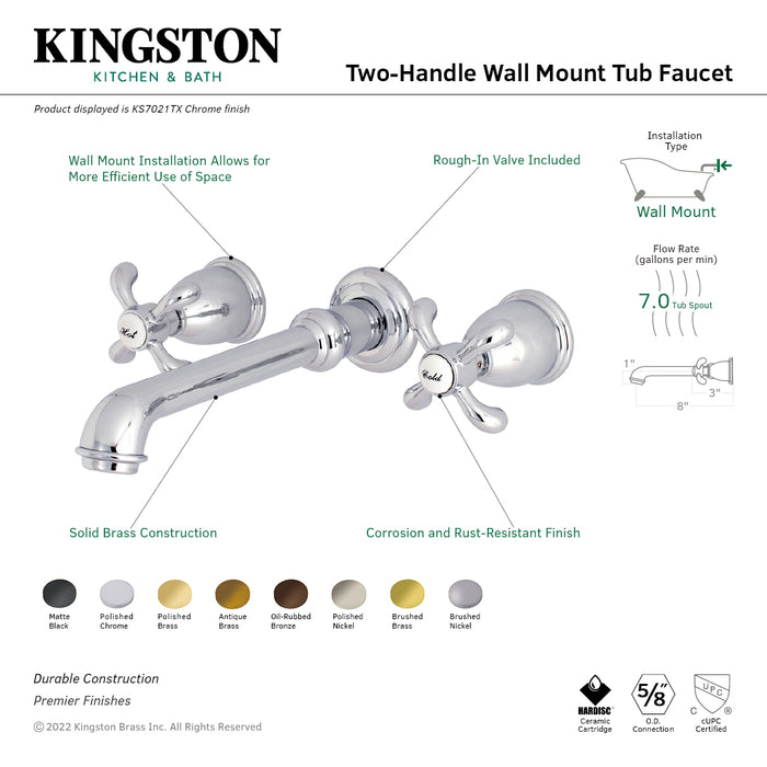 French Country KS7025TX Two-Handle 3-Hole Wall Mount Roman Tub Faucet, Oil Rubbed Bronze