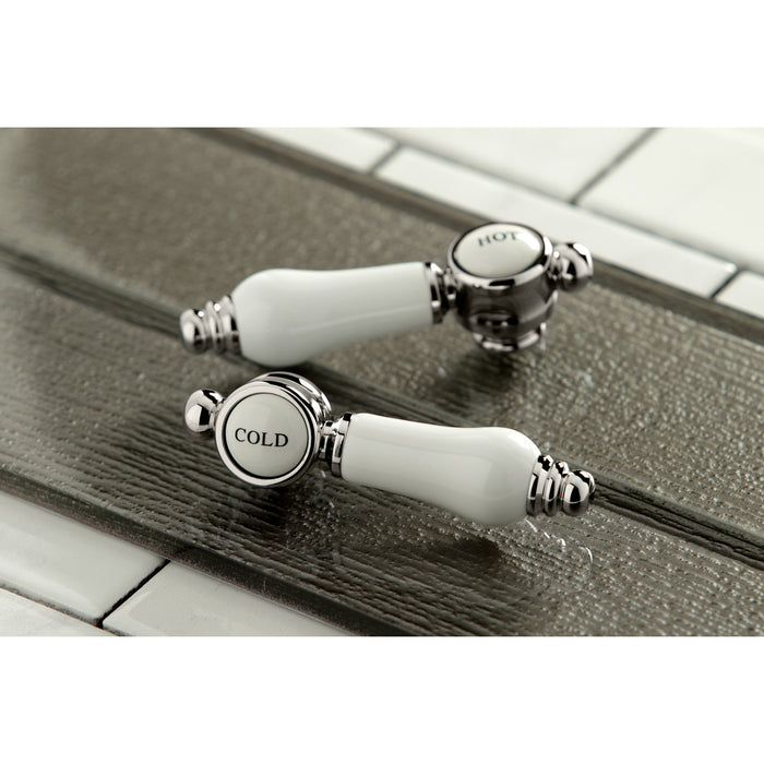 Kingston Tulare KS7026BPL - Bel-Air Two-Handle 3-Hole Wall Mount Roman Tub Faucet, Polished Nickel