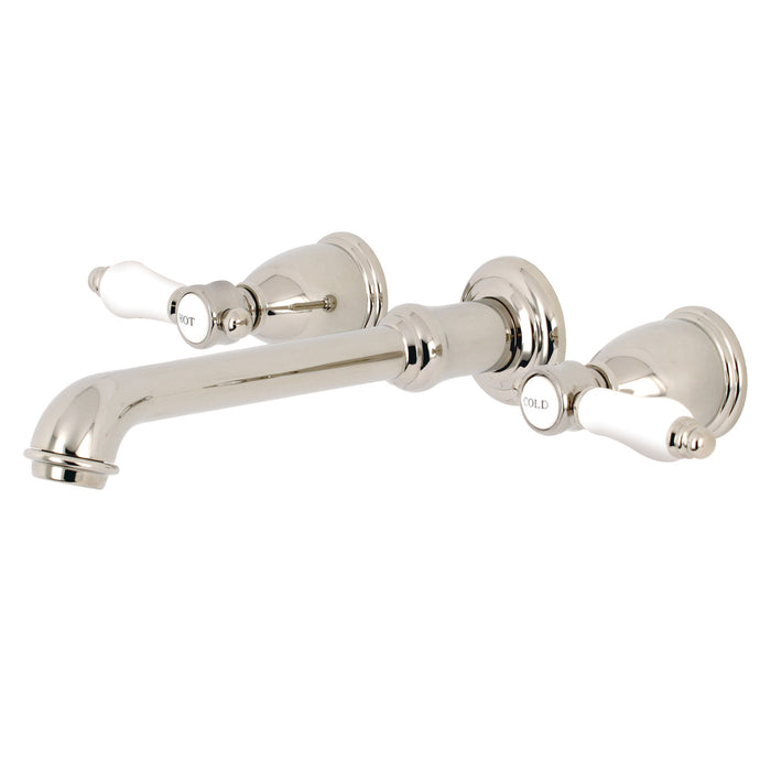 Kingston Tulare KS7026BPL - Bel-Air Two-Handle 3-Hole Wall Mount Roman Tub Faucet, Polished Nickel