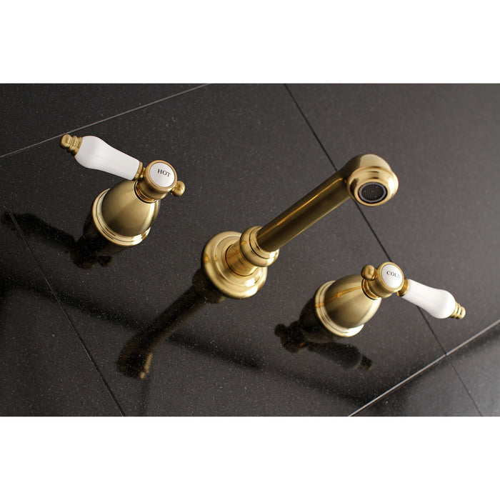 Kingston Tulare KS7027BPL - Bel-Air Two-Handle 3-Hole Wall Mount Roman Tub Faucet, Brushed Brass