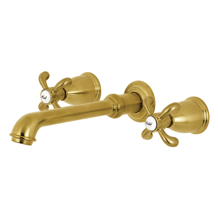 Kingston Tulare KS7027TX - French Country Two-Handle 3-Hole Wall Mount Roman Tub Faucet, Brushed Brass