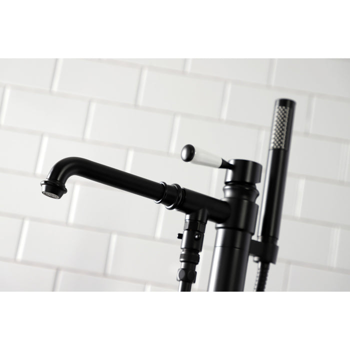 Paris KS7030DPL Single-Handle 1-Hole Freestanding Tub Faucet with Hand Shower, Matte Black