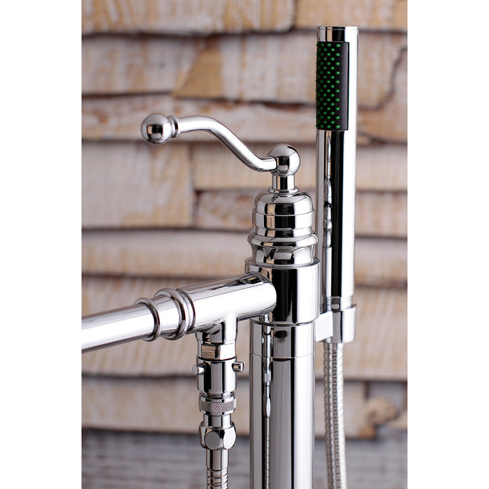 Kingston Tulare KS7031ABL - English Country Single-Handle 1-Hole Freestanding Tub Faucet with Hand Shower, Polished Chrome