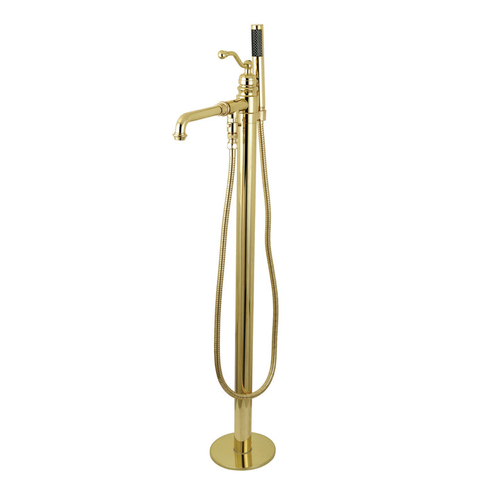 English Country KS7032ABL Single-Handle 1-Hole Freestanding Tub Faucet with Hand Shower, Polished Brass