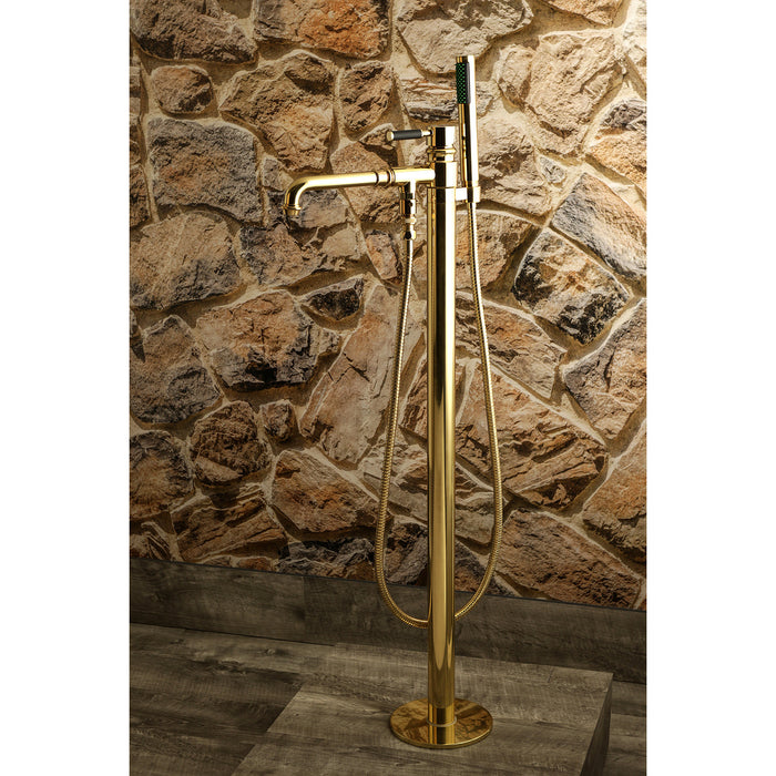 Kingston Sona KS7032DKL - Kaiser Single-Handle 1-Hole Freestanding Tub Faucet with Hand Shower, Polished Brass
