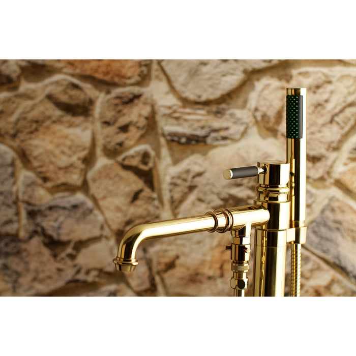 Kingston Sona KS7032DKL - Kaiser Single-Handle 1-Hole Freestanding Tub Faucet with Hand Shower, Polished Brass