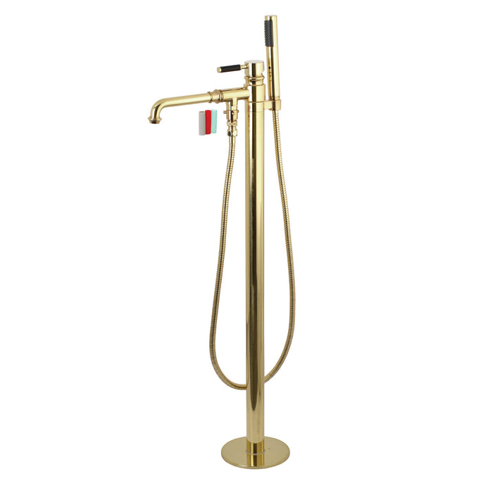 Kingston Sona KS7032DKL - Kaiser Single-Handle 1-Hole Freestanding Tub Faucet with Hand Shower, Polished Brass
