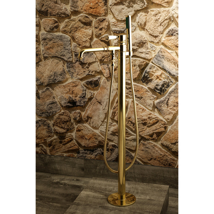 Kingston Tulare KS7032DPL - Paris Single-Handle 1-Hole Freestanding Tub Faucet with Hand Shower, Polished Brass